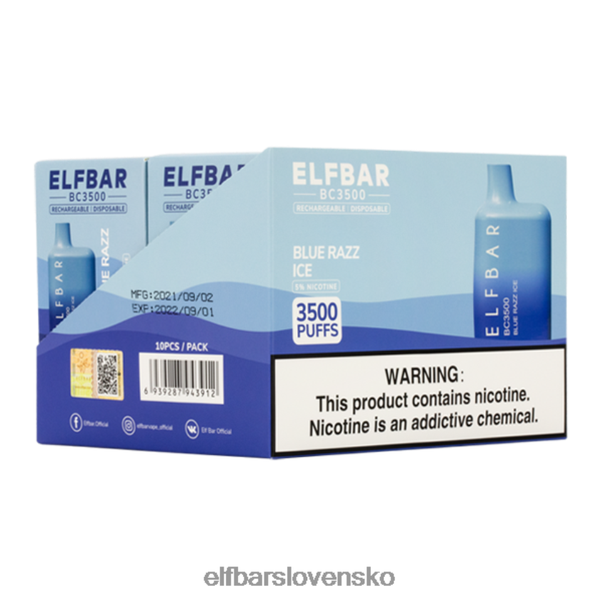 ELFBAR blue razz ice 3500 konzument - jeden - 50 mg RZ2N6P55 elektronická cigareta