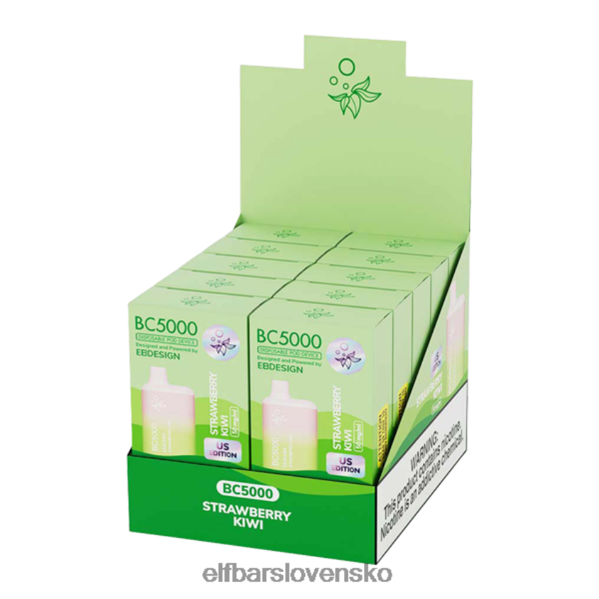 ELFBAR jahodové kiwi bc5000 konzumné - jednorazové - 50 mg RZ2N6P8 elektronická cigareta