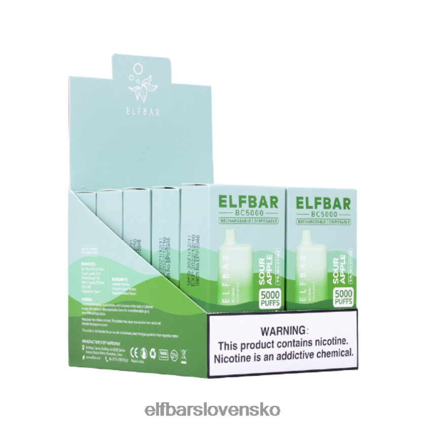 ELFBAR kyslé jablko eb bc5000 konzument - slobodný RZ2N6P61 elektronická cigareta