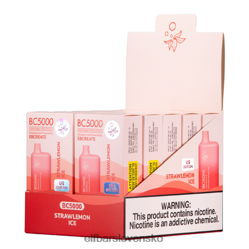 ELFBAR strawlemon ice bc5000 konzument - 40 mg - jeden RZ2N6P51 elektronická cigareta
