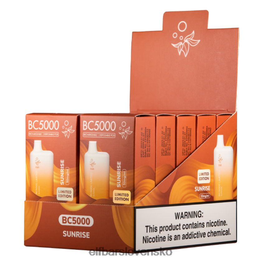 ELFBAR sunrise bc5000 konzument - 50 mg - jeden RZ2N6P49 elektronická cigareta