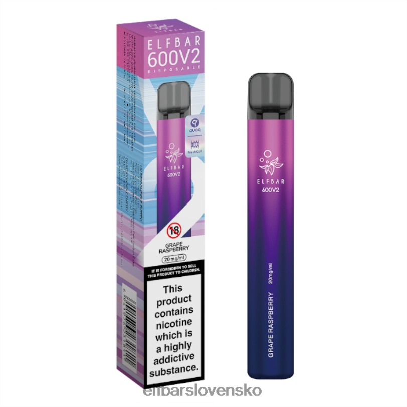 RNB6H24 elfbar 600v2 jednorazová vapka - 20 mg hroznová malina elektronické cigarety