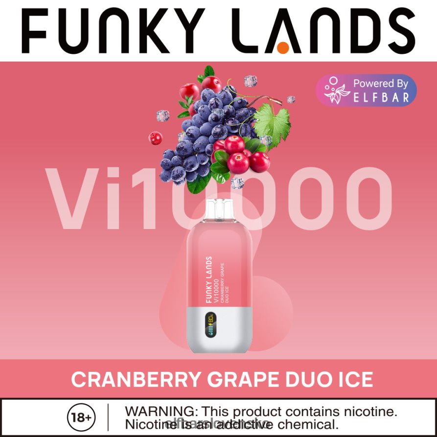 brusnicový hroznový duo ľad elektronická cigareta JNN0TH156 funky lands najlepšia príchuť jednorazová vape vi10000 ľadová séria ELFBAR