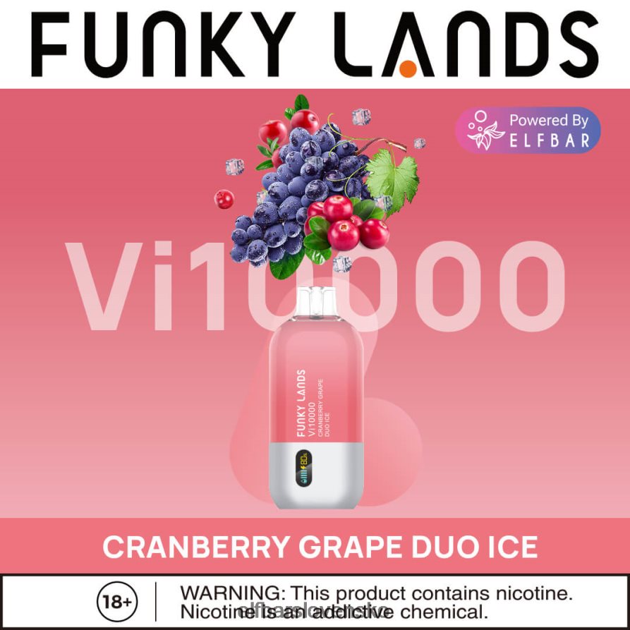 brusnicový hroznový duo ľad elektronická cigareta JNN0TH165 funky lands jednorazový vape vi10000 potiahnutí ELFBAR