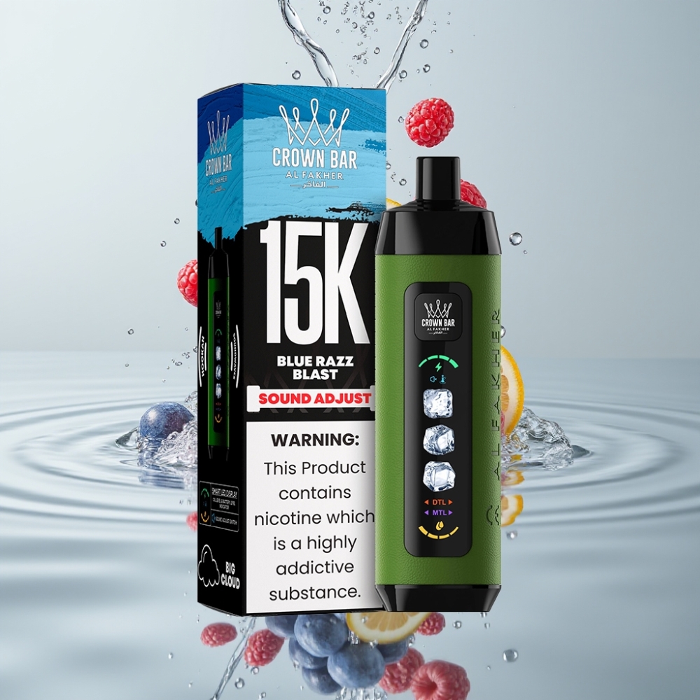 Al Fakher Ice Adjust 15k Puffs 22ml Modrá Malina Led Displej
