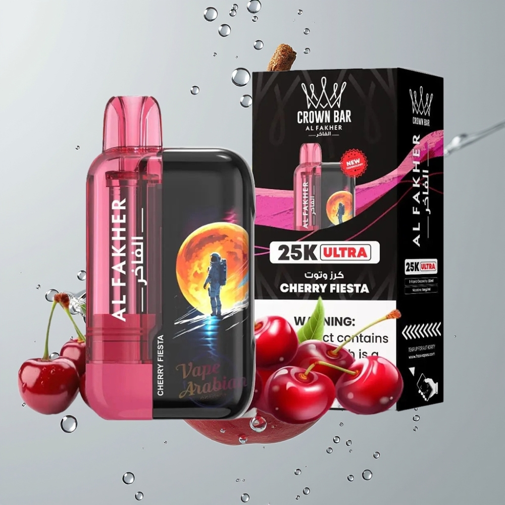 Al Fakher Crown Bar Ultra 25K 22ml Cherry Fiesta LED Display