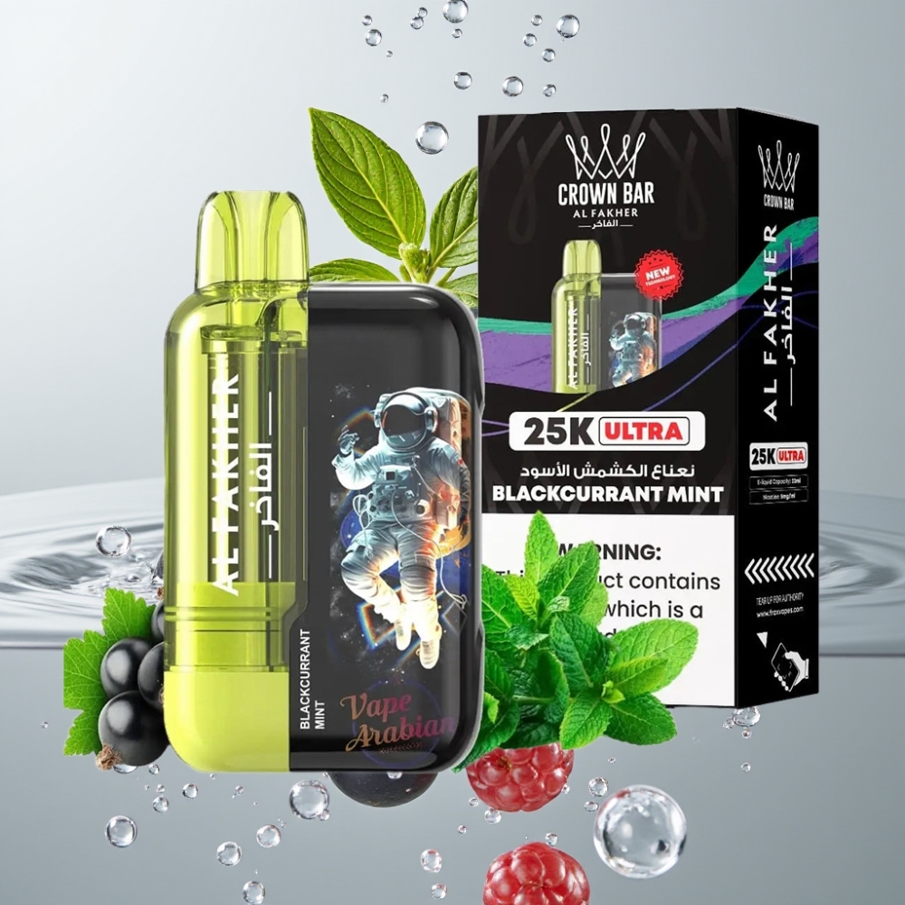 Al Fakher Crown Bar Ultra 25K 22ml Čierny Ríbezľa Mätový