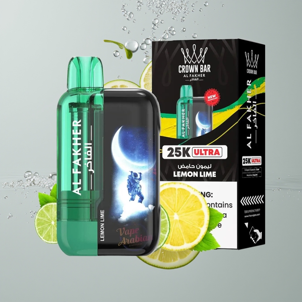 Al Fakher Crown Bar Ultra 25K Disposable Vape Citrón Lime 22ml Mesh Coil
