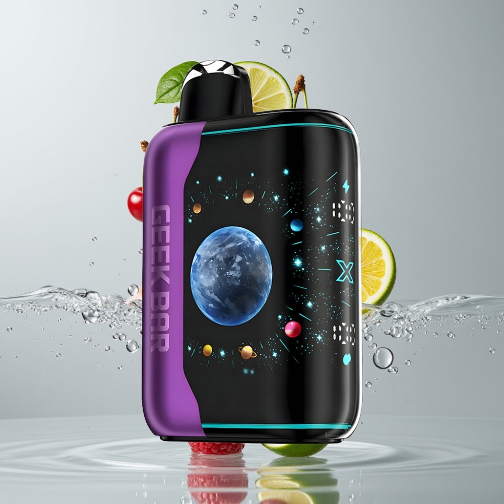 GEEK BAR Platinum Edition 25000 fajok Premium Matte Platinum Steel Finish Jahoda Čerešňa Limeta