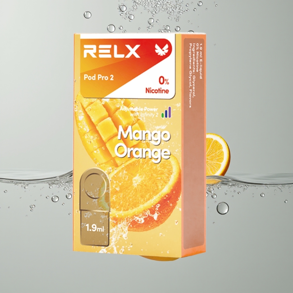 RELX Pod Pro 2 600 pufov 0% nikotín Mango Pomaranč 1,9ml