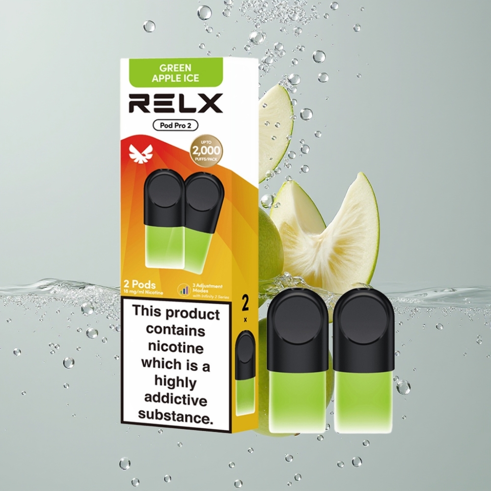 RELX Pod Pro 2 600 záťahov 1.8% nikotín Zelené jablko ľad 1.9ml
