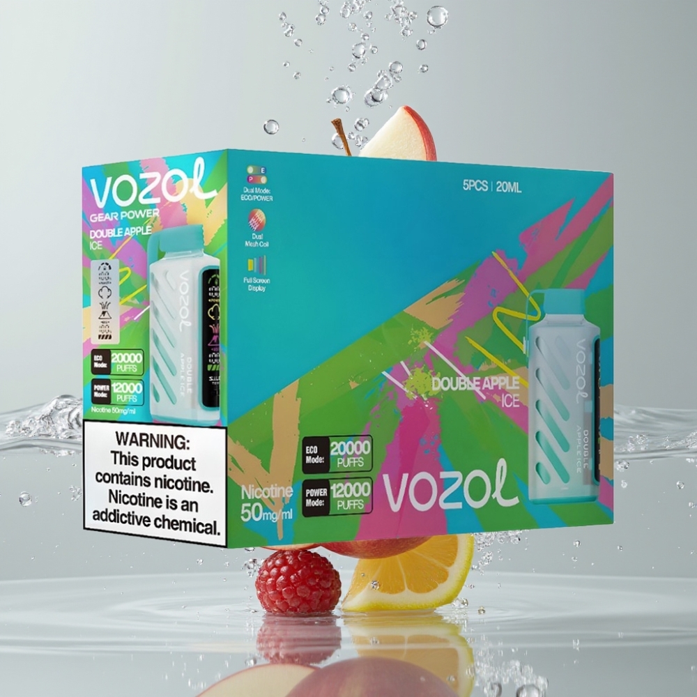 VOZOL Gear Power 20000 Puffs Dual Mesh Coil Dvojité Jablko Ľad Disposable Vape