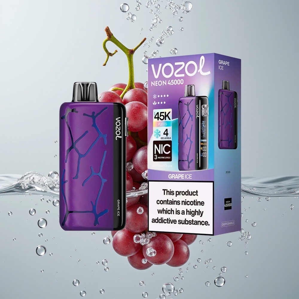Vozol Neon 45000 Puffs 20ml Grape Ice Adjustable Airflow