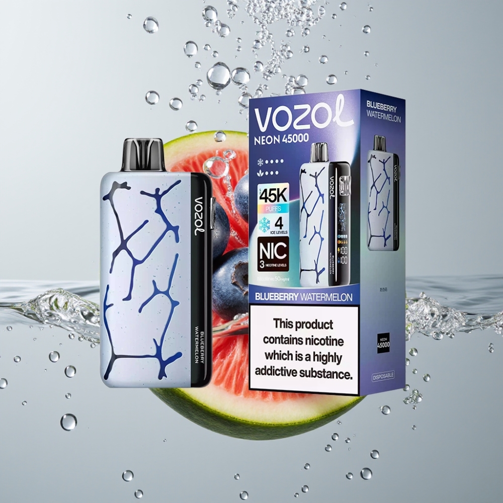 Vozol Neon 45K 45000 Puffs 20ml Blueberry Watermelon 4 Ice Modes 3 Airflow