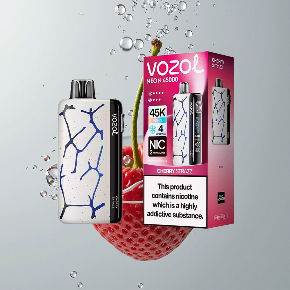 Vozol Neon 45K 45000 Puffs 20ml Cherry Strazz Adjustable Ice Airflow