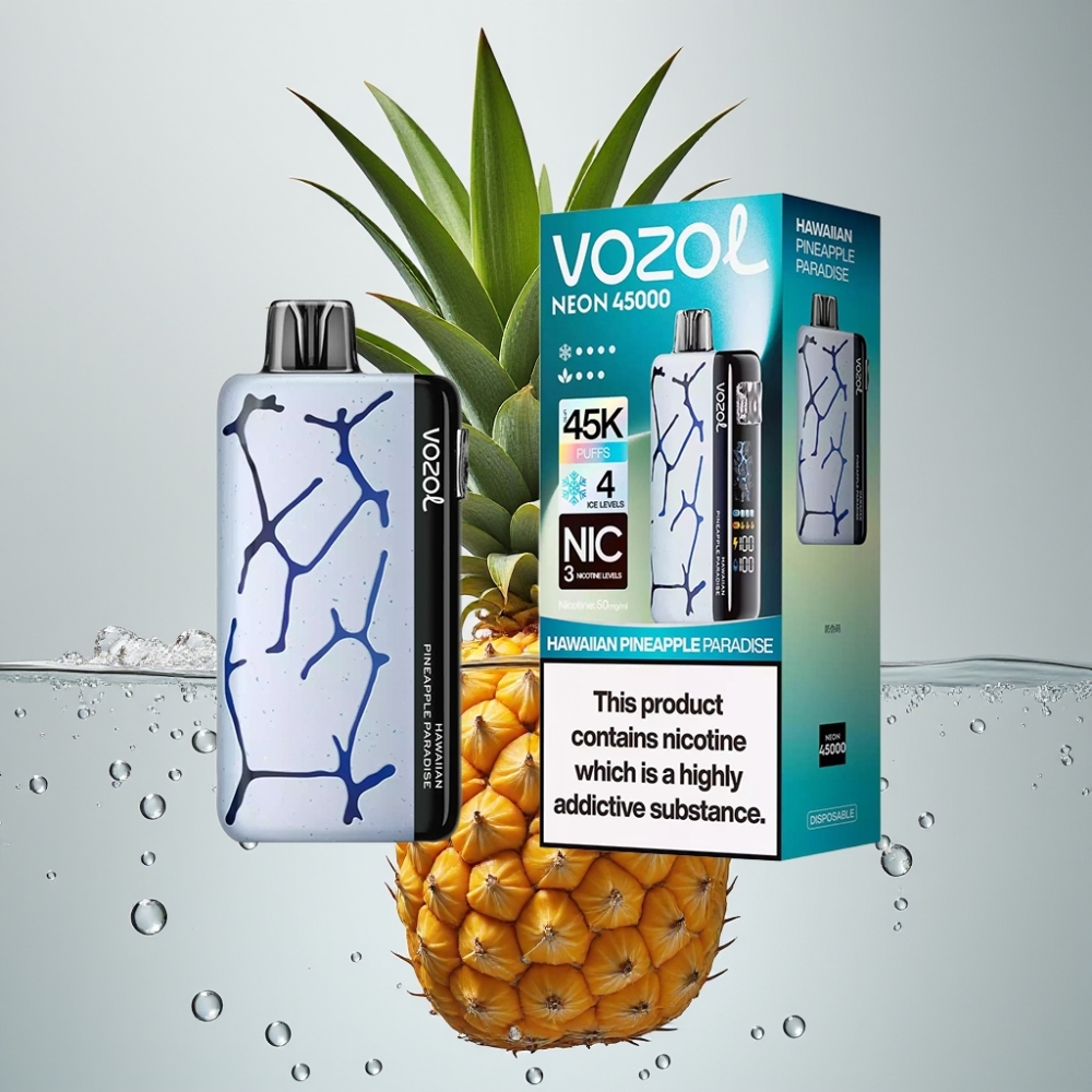 Vozol Neon 45K 45000 Puffs Disposable Vape Ananásový Raj s 20ml a Mesh Coil