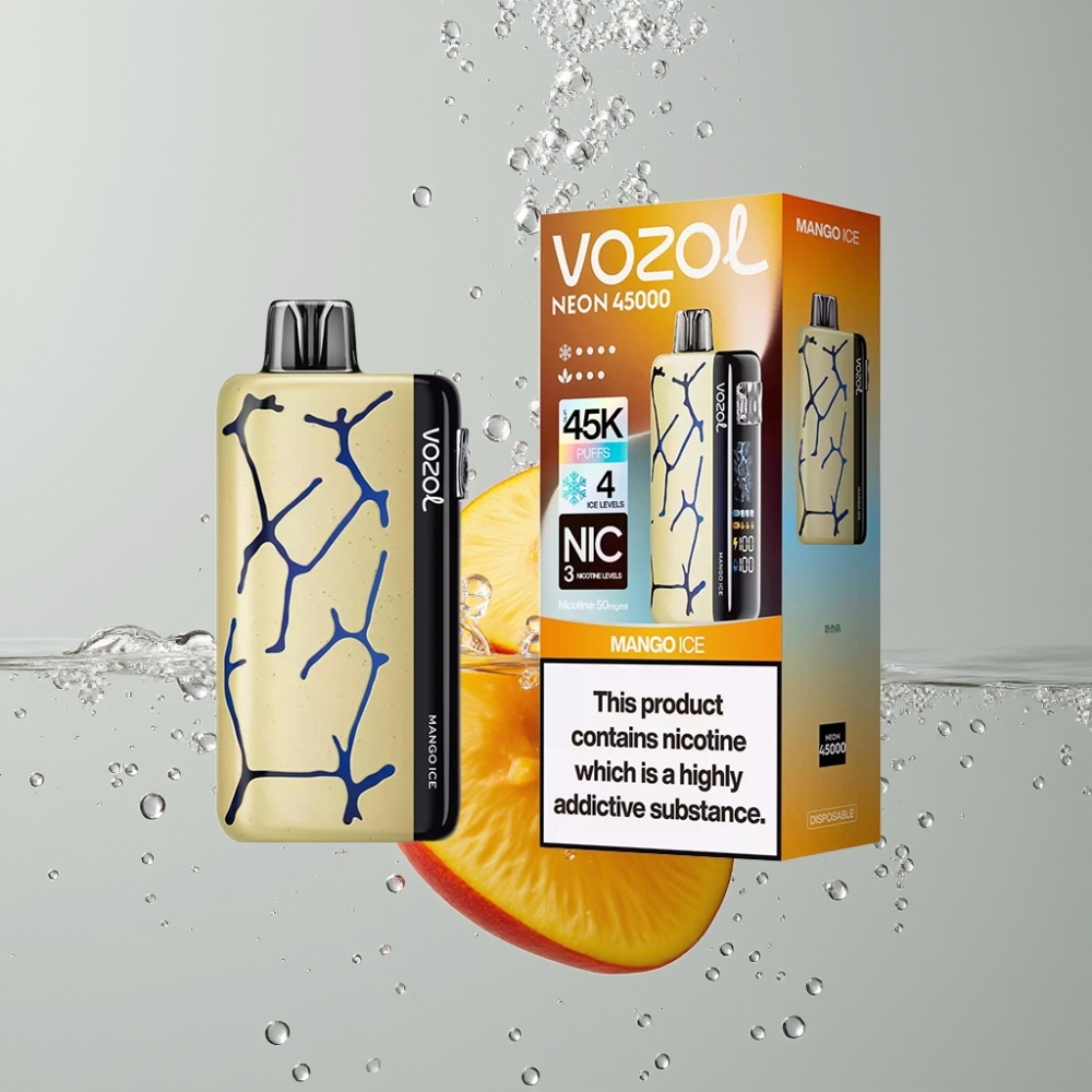 Vozol Neon 45K 45000 Puffs Disposable Vape Mango Ľadová s Nastaviteľným Ľadom a Vzduchom