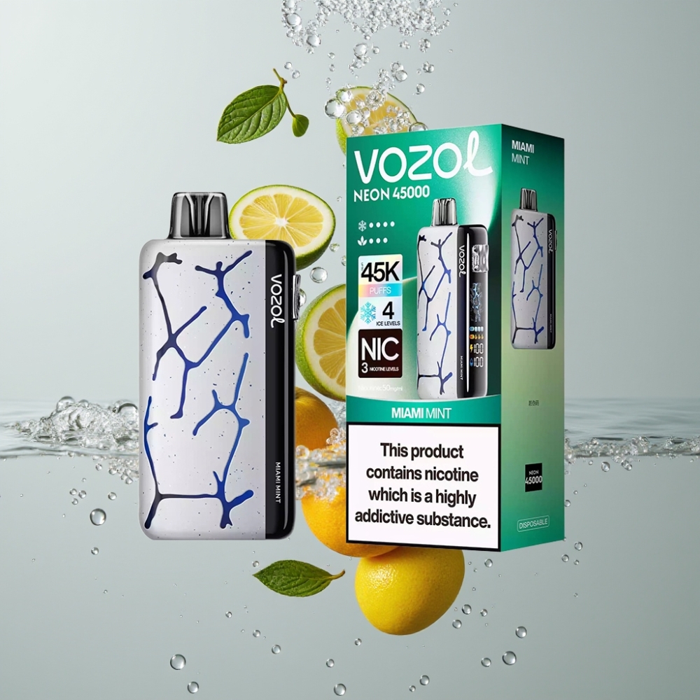 Vozol Neon 45K 45000 Puffs Miami Mäta Nastaviteľný Airflow a Ice